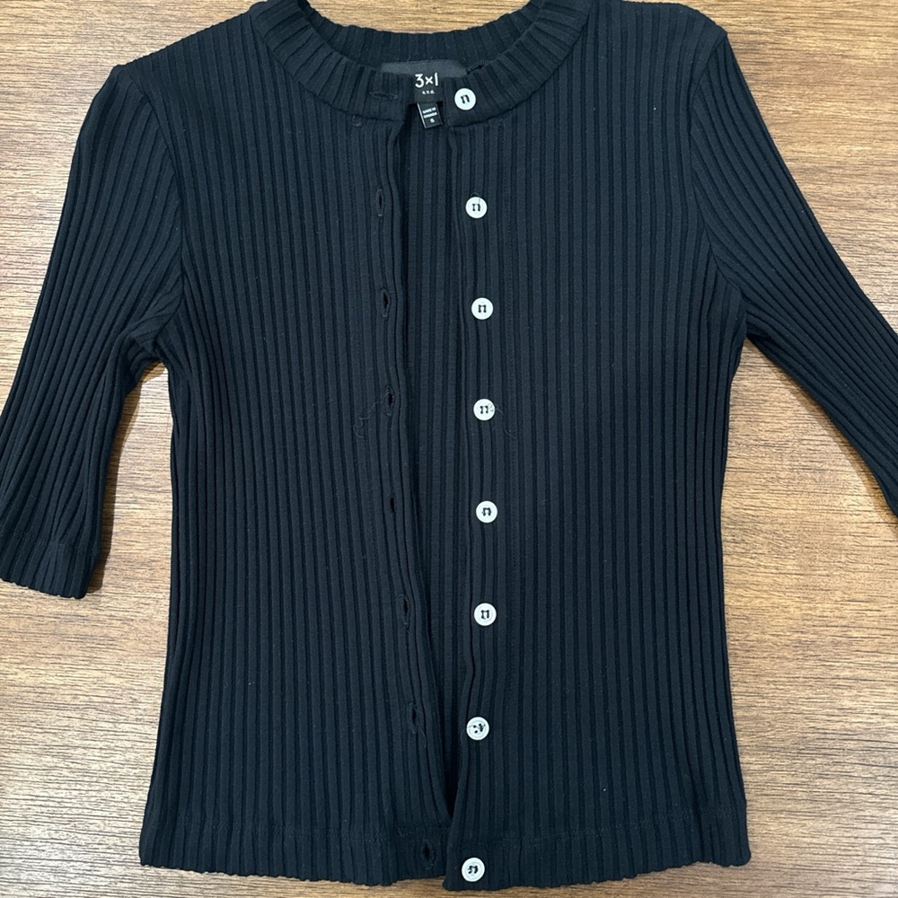 3x1 NYC Sweater woman size M black ribbed crewneck